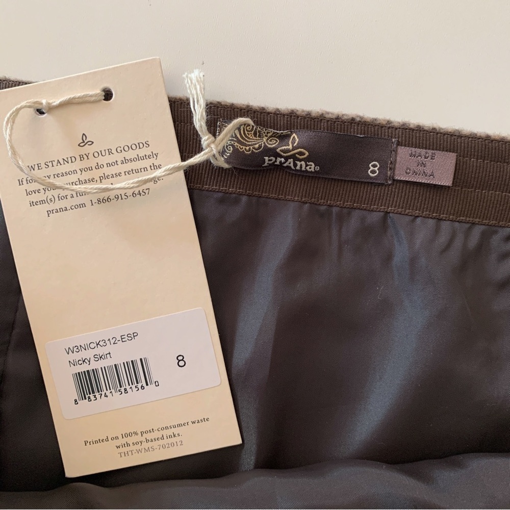 Prana Brown Wool Blend Wrap Mini Skirt Sz 8 NEW NWT - Picture 4 of 6